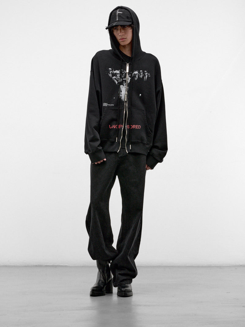 Black Cotton Family Zip Hoodie (MAT03T032-BLACK)