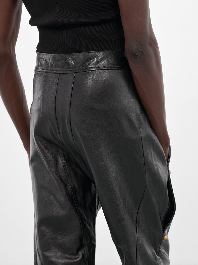 Black Leather Rivet Tailored Trousers (MBS3-TRS-ARC-BLACK)