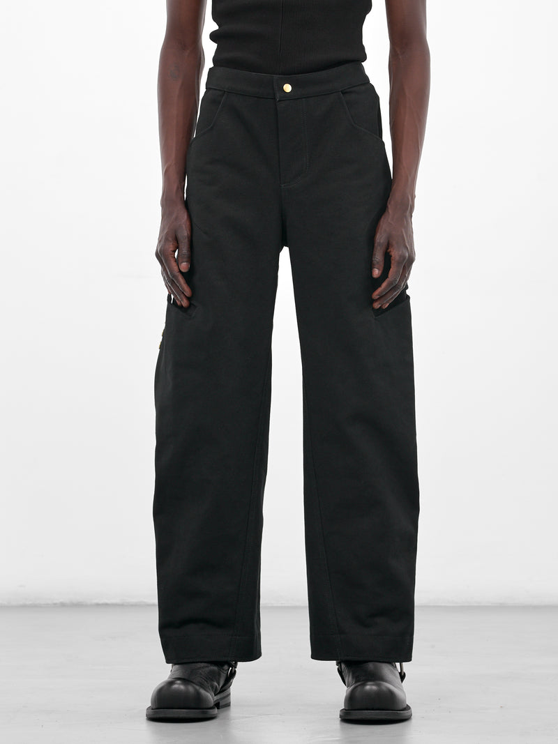 Black Paneled Wide Leg Pants (MBS3-TRS-PHTP-BLACK)