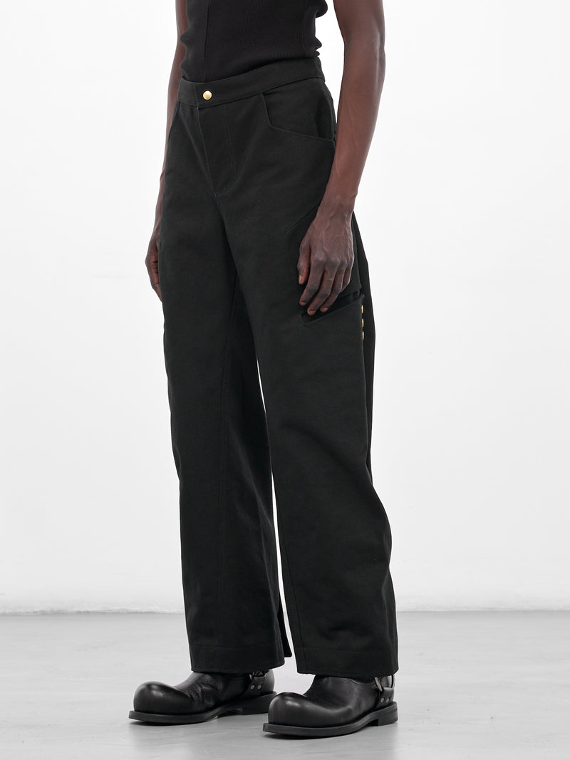 Black Paneled Wide Leg Pants (MBS3-TRS-PHTP-BLACK)