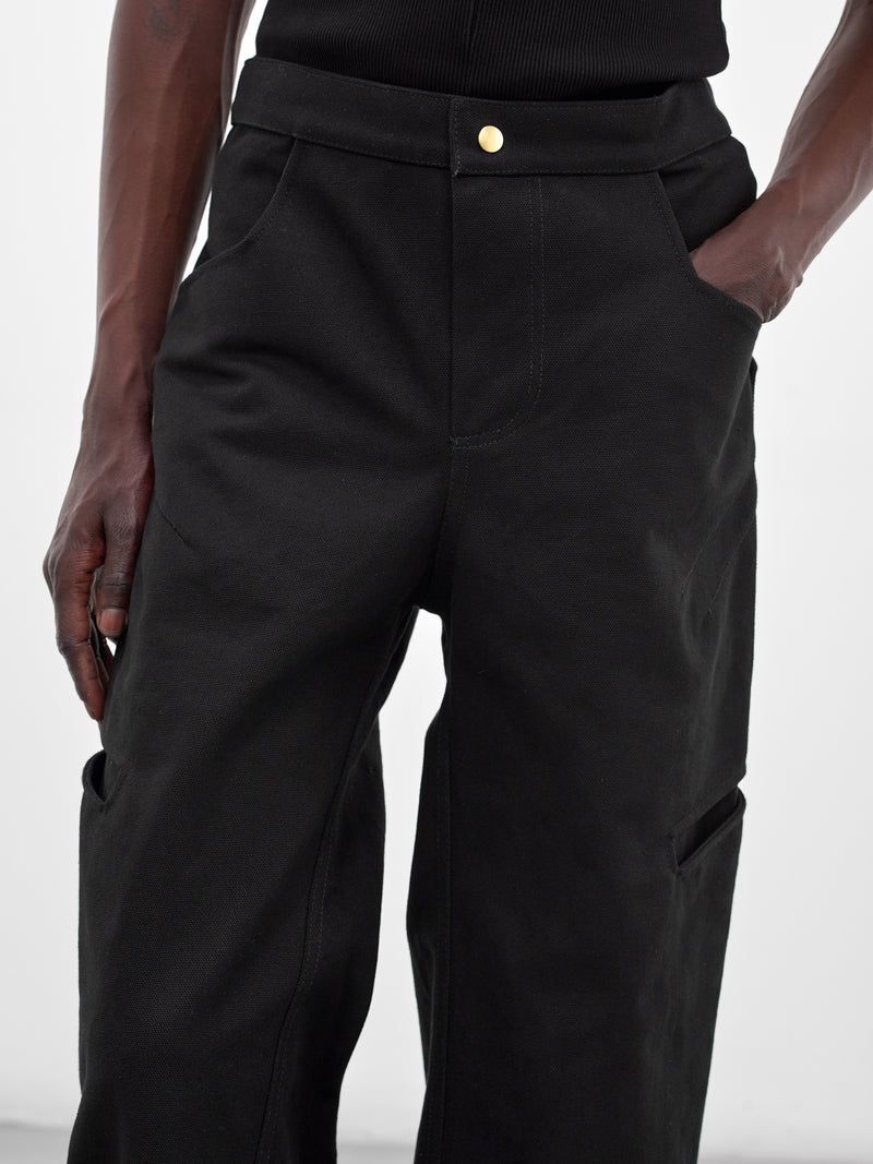 Black Paneled Wide Leg Pants (MBS3-TRS-PHTP-BLACK)