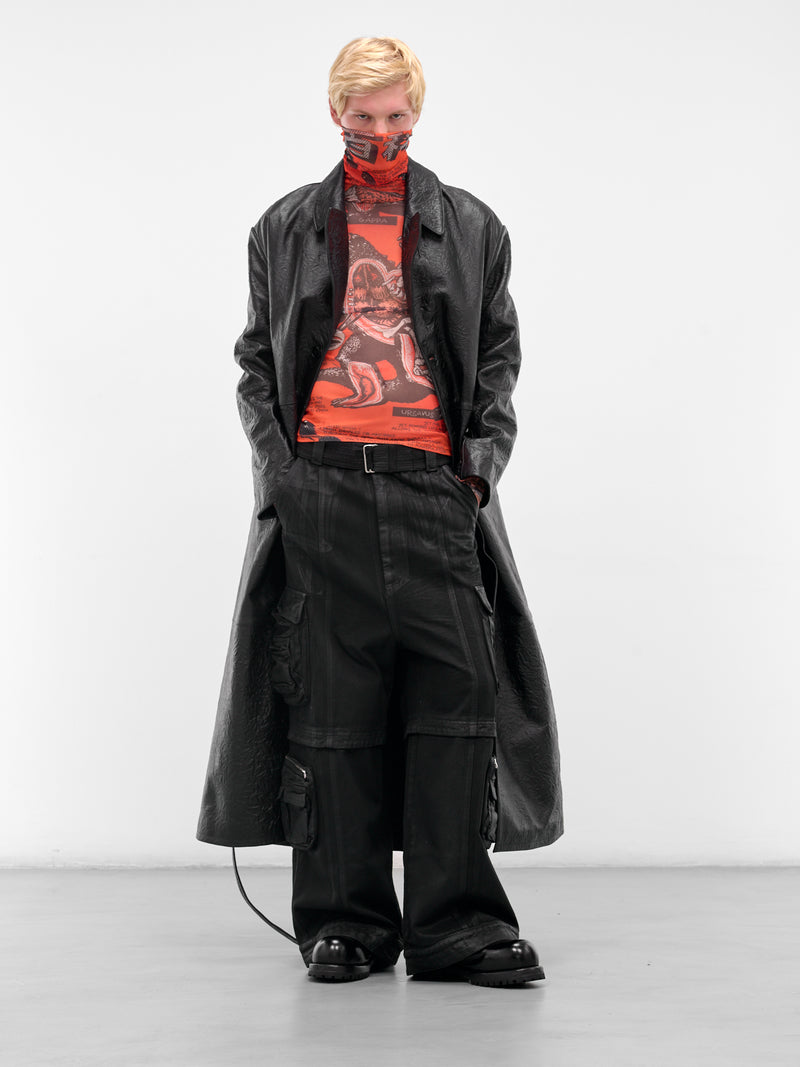 Black Coated Denim Cargo Jeans (MP126D-WCD-COATED-BLACK)