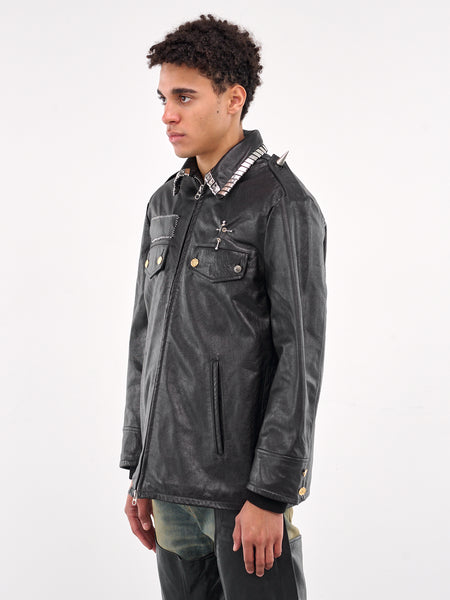 【SATIIIZ】Helid Nylon Short Sleeve Jacket SOFTHYPHEN | Nylon Swing Top | Men | Blue Button Shop