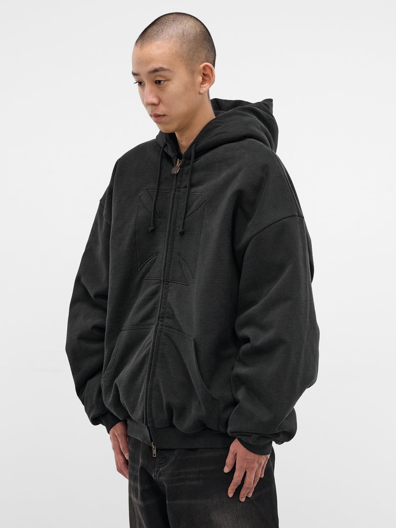 VETEMENTS Black Embroidered Cross Hoodie | H.Lorenzo - side