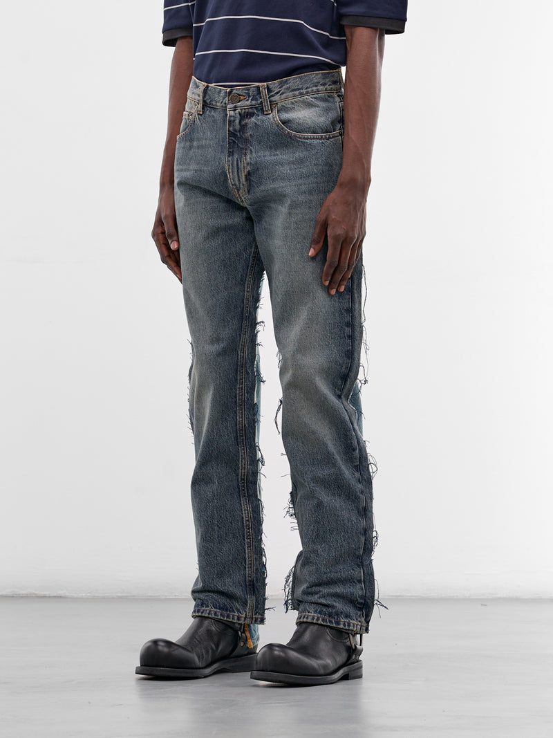 Blue Denim Deconstructed Cut-Up Jeans (ME76DP093NN-2808-MID-BLUE)