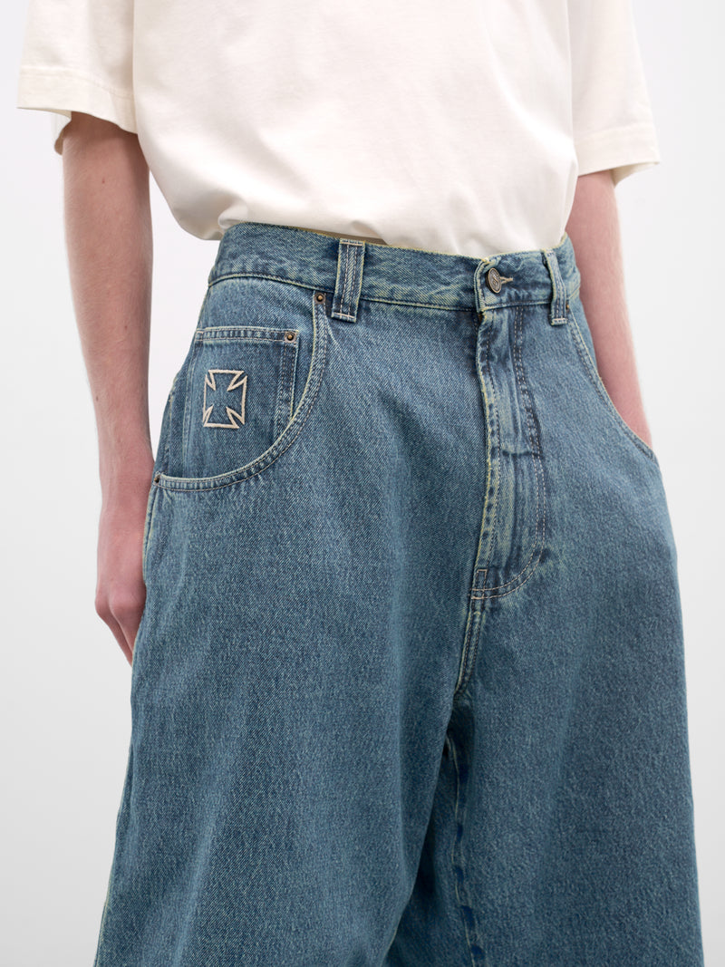 Blue Denim Biker Cross Shorts (ME76DP094N1-VINTAGE-BLUE)