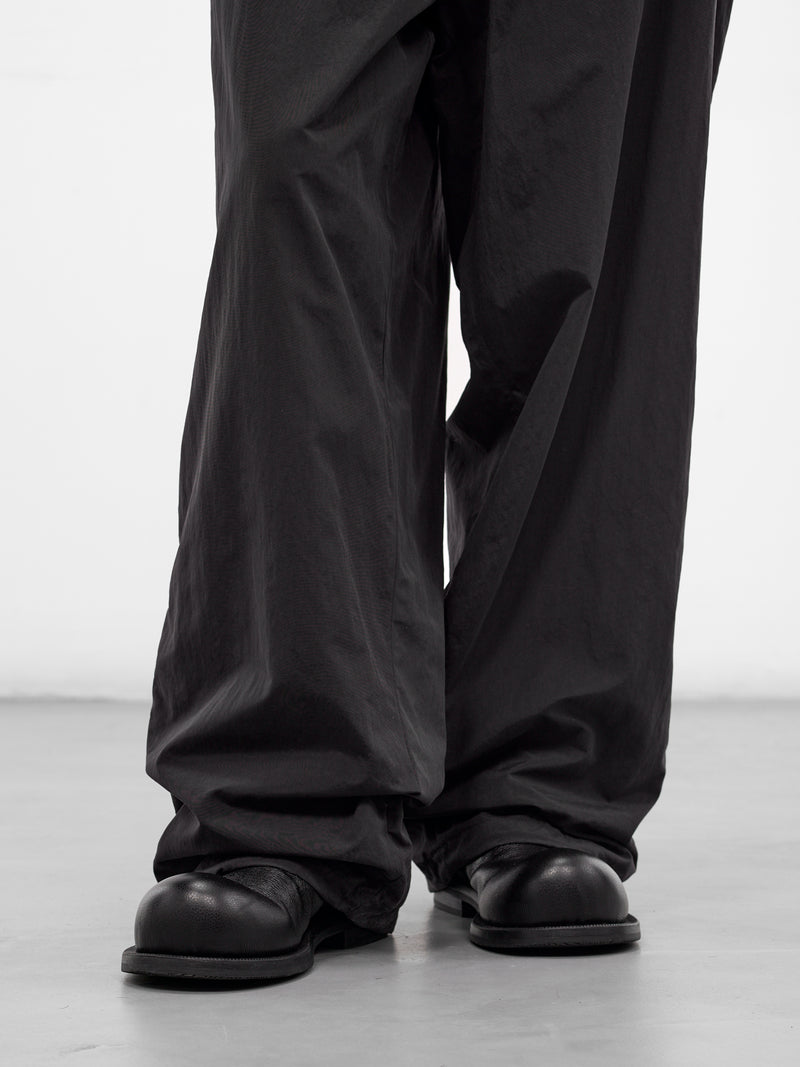 Black Nylon Embroidered Track Pants (ME76GP122B-BLACK)