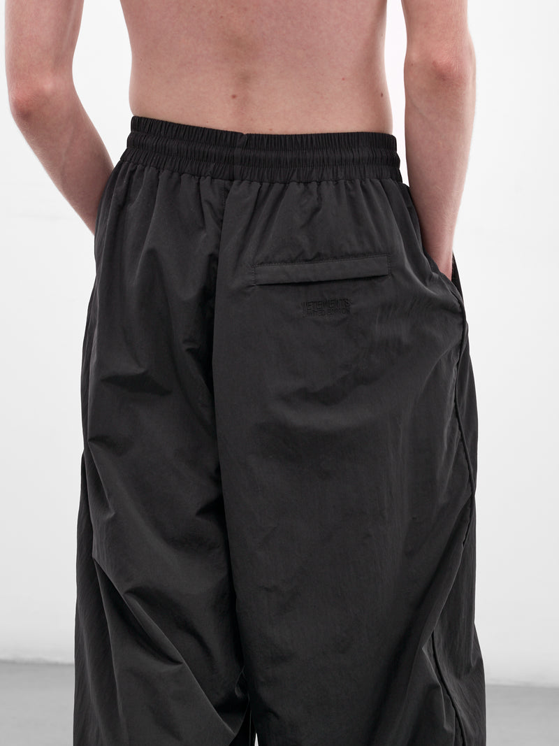 Black Nylon Embroidered Track Pants (ME76GP122B-BLACK)