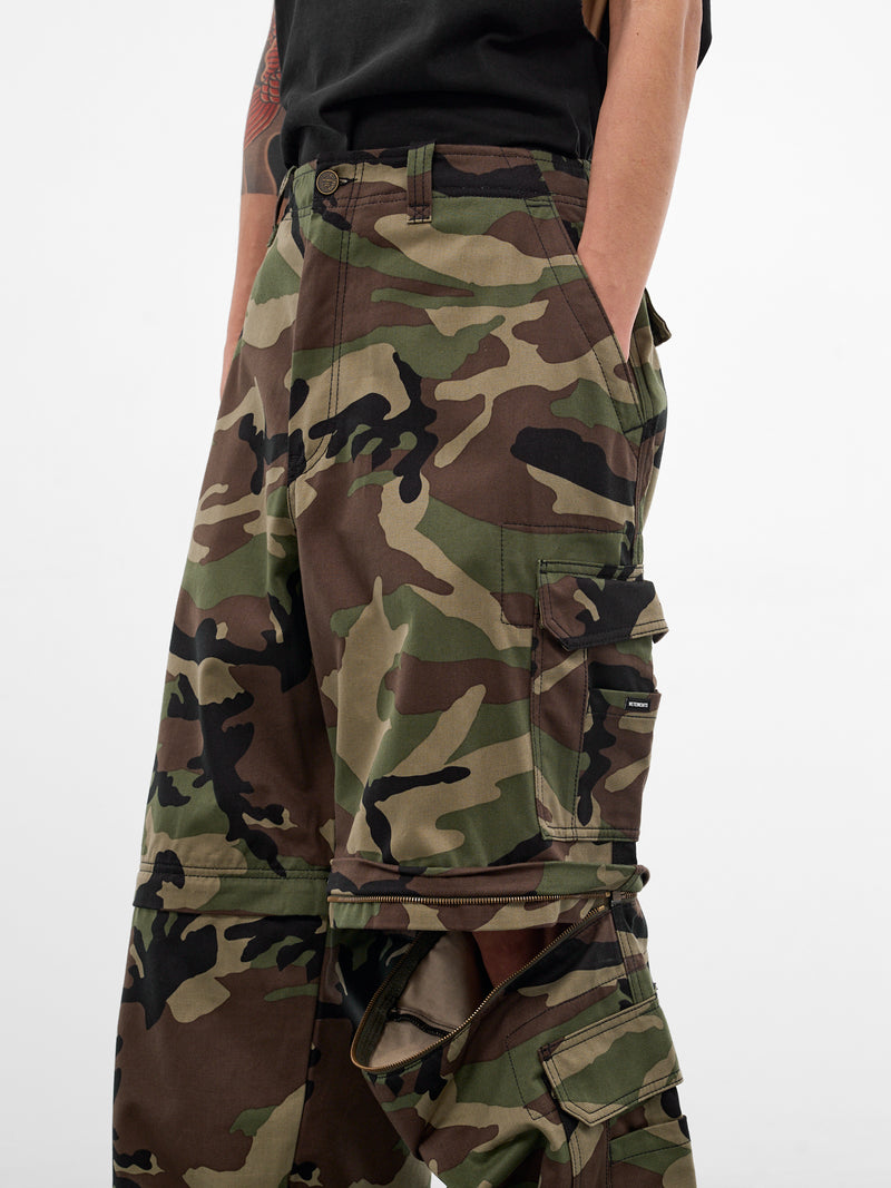 Green Camouflage Zip Cargo Pants (ME76PA096XE-GREEN-CAMO)