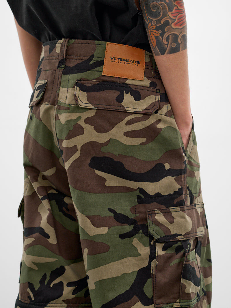 Green Camouflage Zip Cargo Pants (ME76PA096XE-GREEN-CAMO)