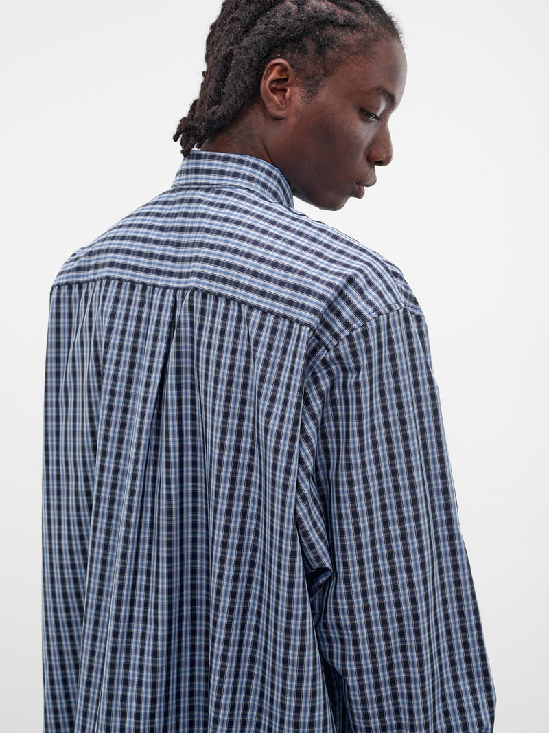 Blue Plaid Necktie Button-Down Shirt (ME76SH035N-26124-NAVY-CHECK)