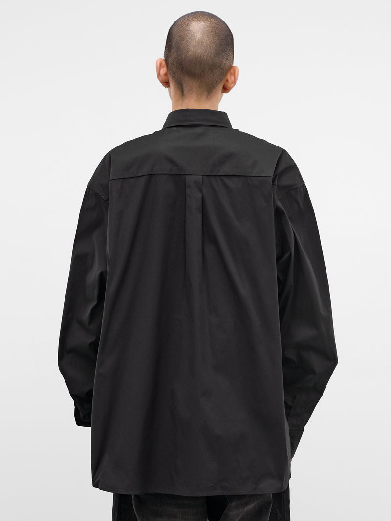 Black Cotton Oversized Necktie Shirt (ME76SH037B-BLACK)