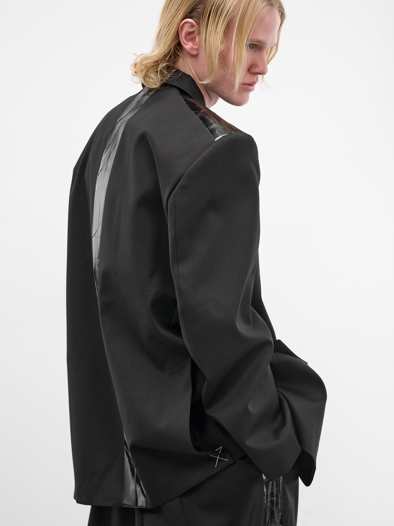 Black Wool Duct Tape Blazer (ME76TJ025B-BLACK)