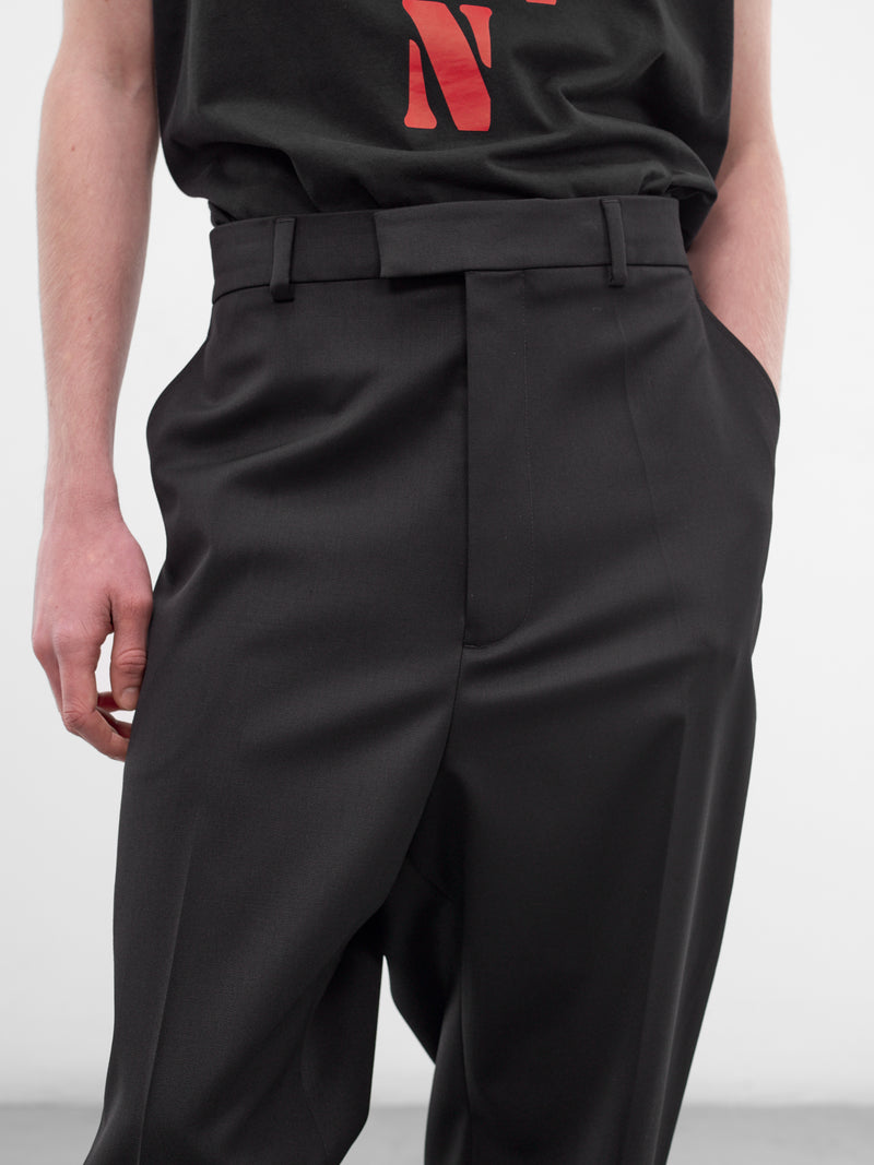 Black Wool Duct Tape Pants (ME76TP026B-BLACK)