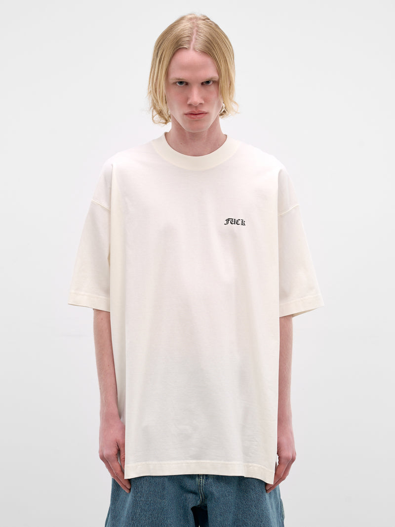 White 'Fuck You' Cotton Tee (ME76TR188V-VANILLA)