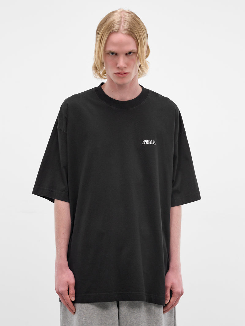 Black 'Fuck You' Cotton Tee (ME76TR189B-BLACK)
