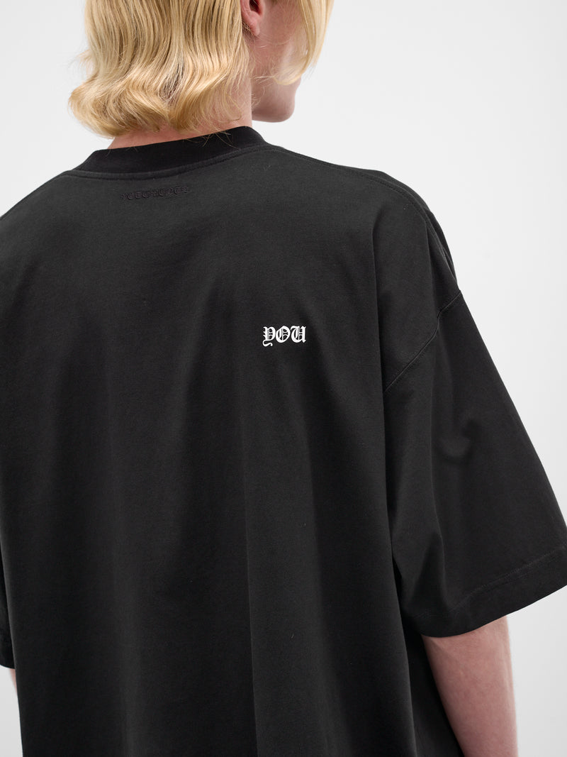 Black 'Fuck You' Cotton Tee (ME76TR189B-BLACK)