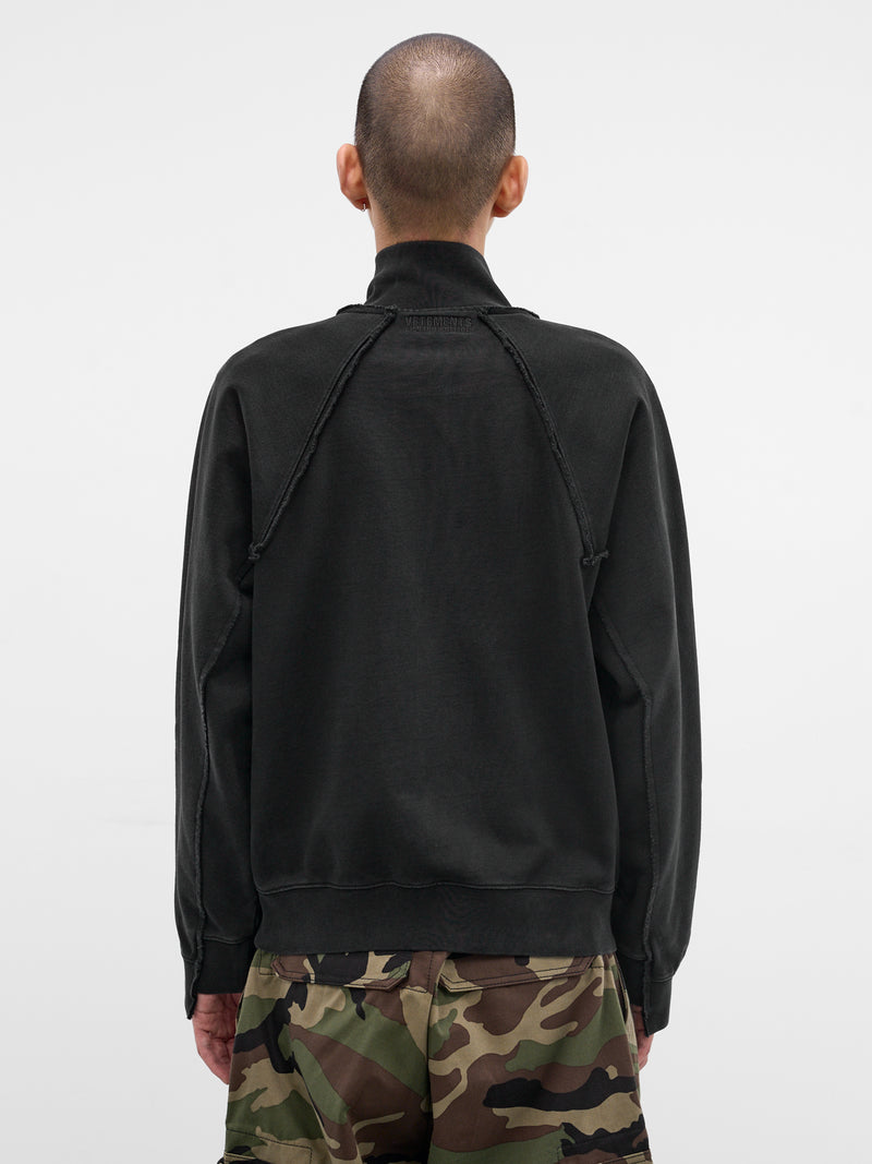 Black Deconstructed Biker Cross Jacket (ME76ZU153B-BLACK)