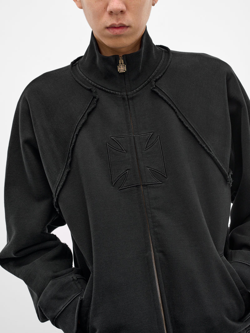 Black Deconstructed Biker Cross Jacket (ME76ZU153B-BLACK)