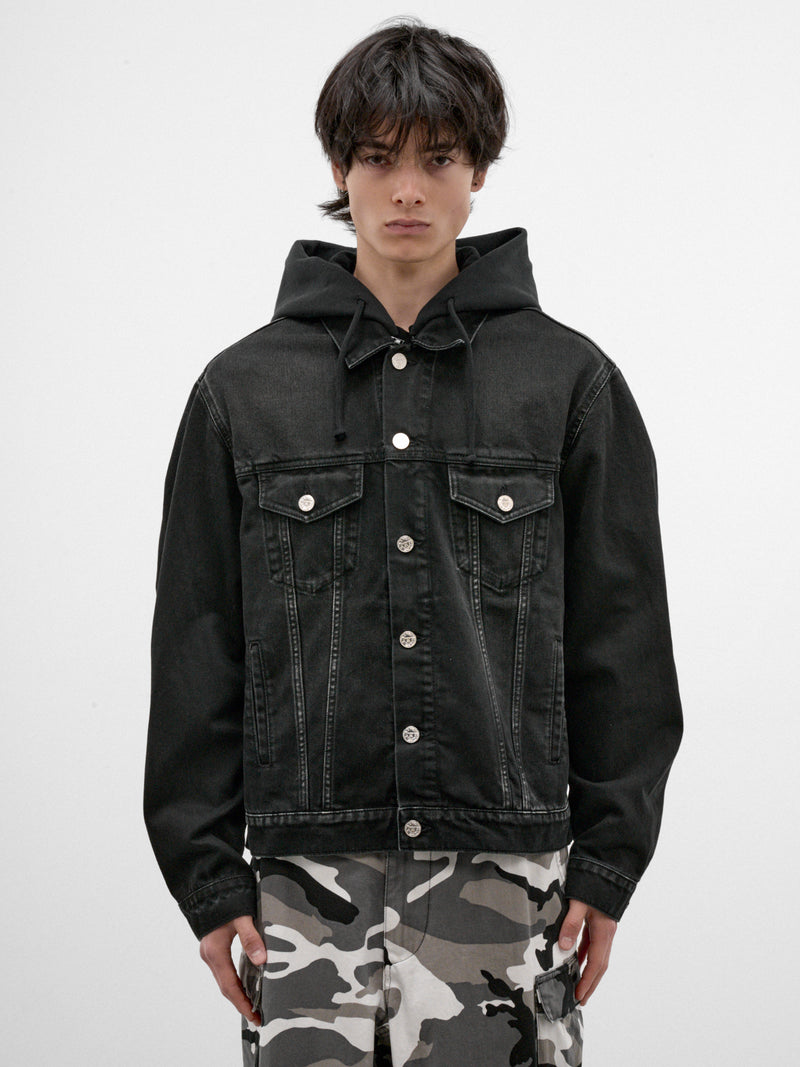 Vintage Black Hooded Denim Jacket (MH27DJ068B-VINTAGE-BLACK)