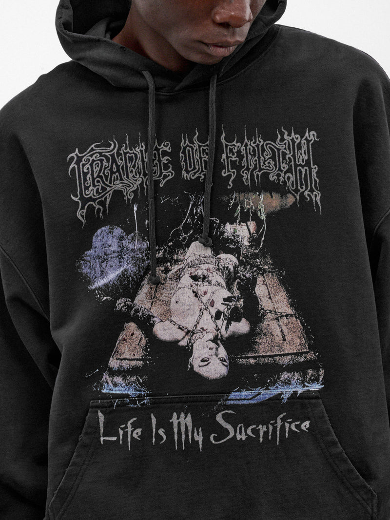 Black Cotton COF Sacrifice Hoodie (MH27HD205B-WASHED-BLACK)