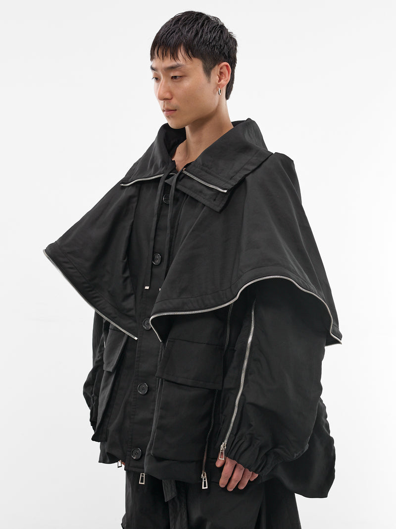 Black Linen-Nylon Wing Jumper (MI2JP709BK-BLACK)