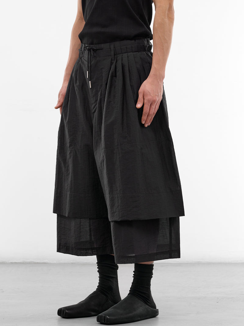 Black Ghostfold Bermuda Layered Shorts (MI3PT708BK-BLACK)