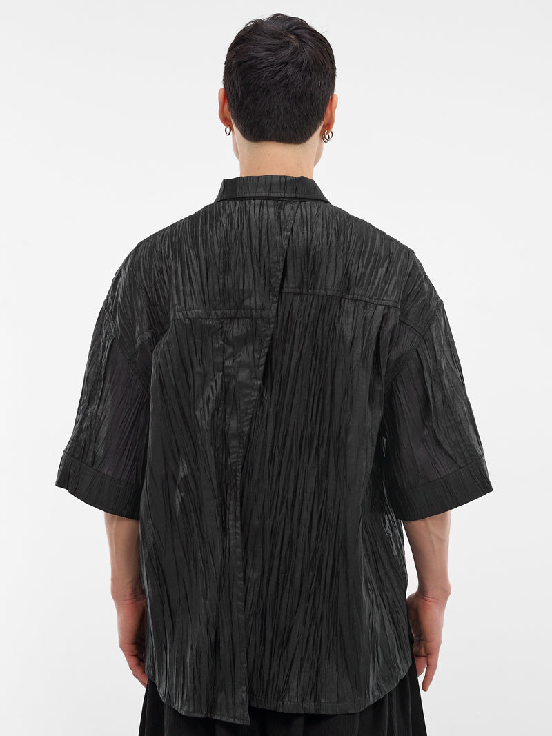 Black Polyptych Creased Half Shirt (MI3SH701BK-BLACK)