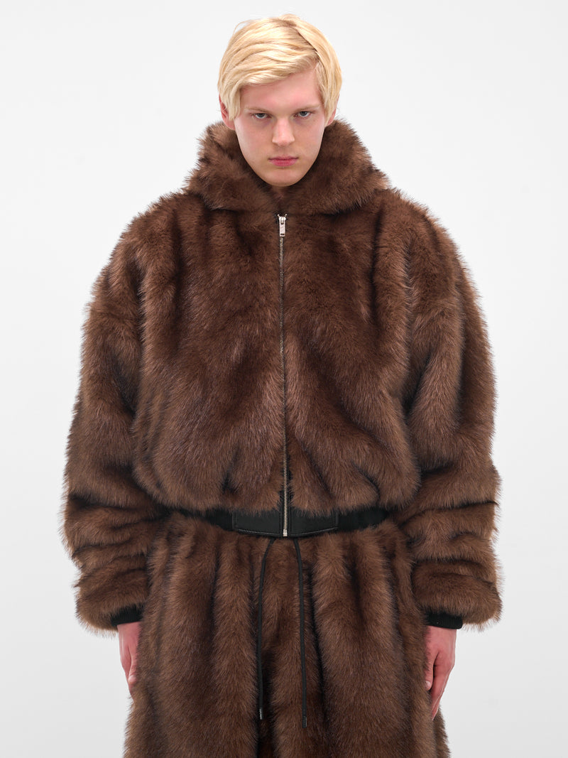 Brown Fur Yeti Outlaw Hoodie (MJ038F-FF-RACOON)