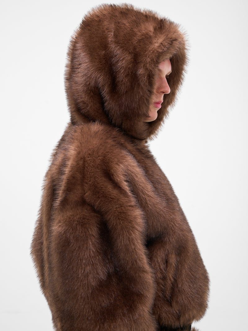 Brown Fur Yeti Outlaw Hoodie (MJ038F-FF-RACOON)