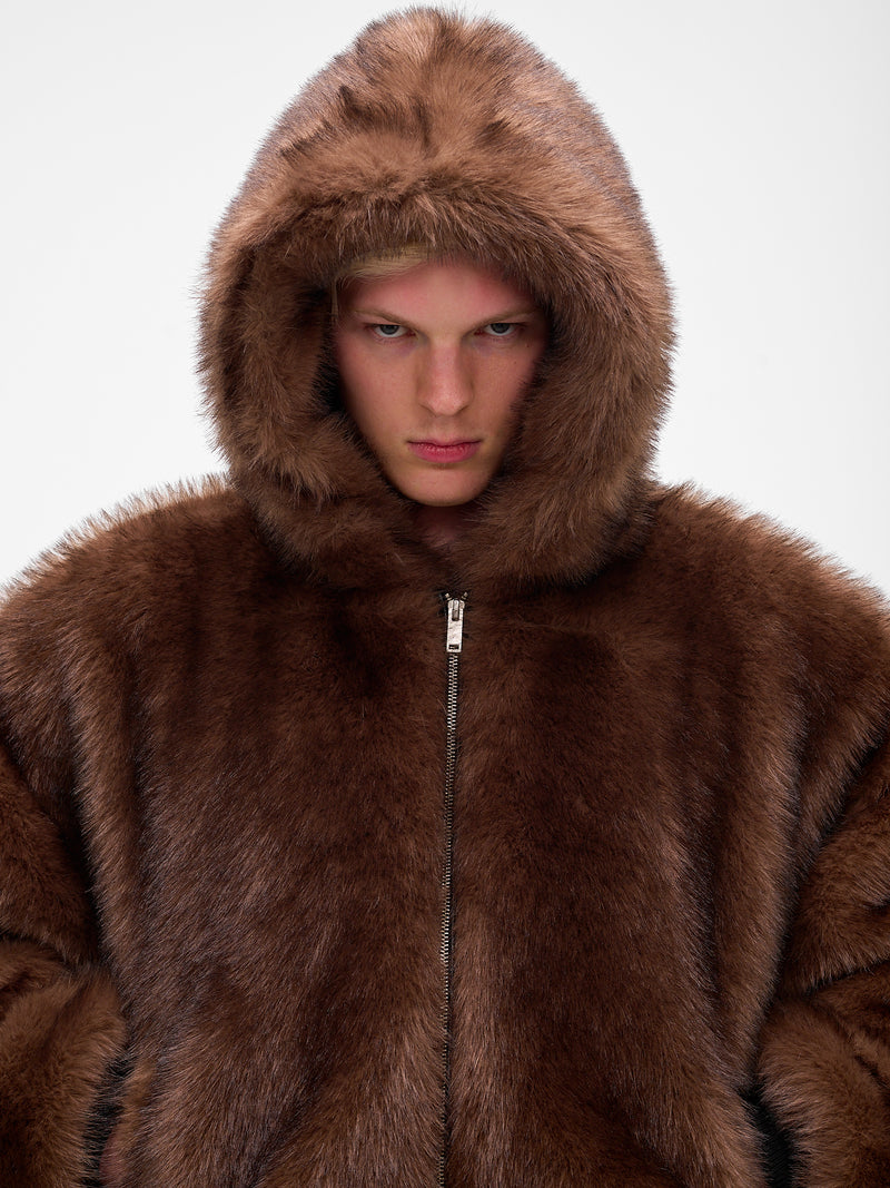 Brown Fur Yeti Outlaw Hoodie (MJ038F-FF-RACOON)
