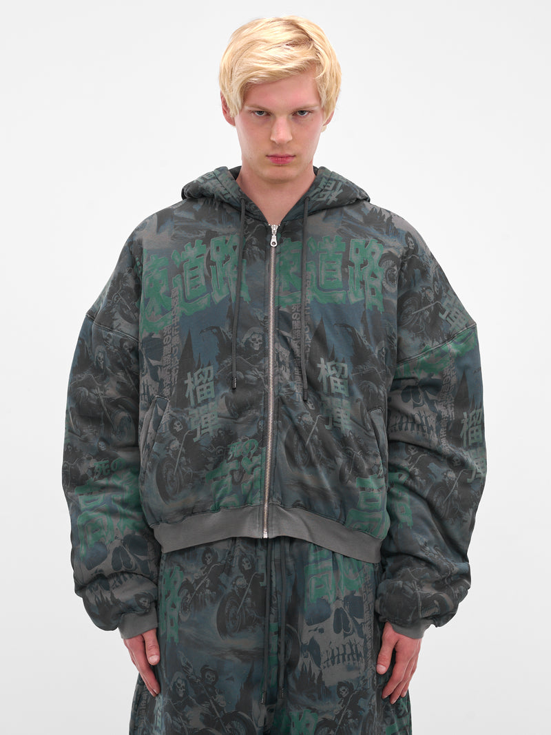 Ghost Rider Graphic Wadded Hoodie (MJ038J-LJ-DARK-SMOKE)