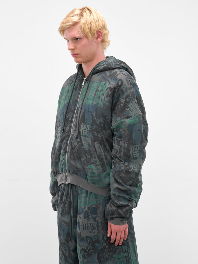 Ghost Rider Graphic Wadded Hoodie (MJ038J-LJ-DARK-SMOKE)