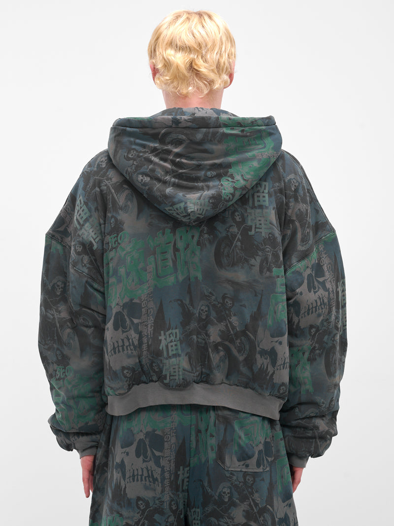 Ghost Rider Graphic Wadded Hoodie (MJ038J-LJ-DARK-SMOKE)