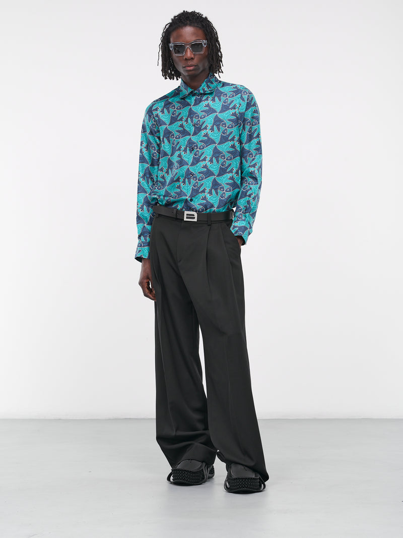 Fish Print Shirt (MN4028B-W110-BLUE-FISH-PRINT)