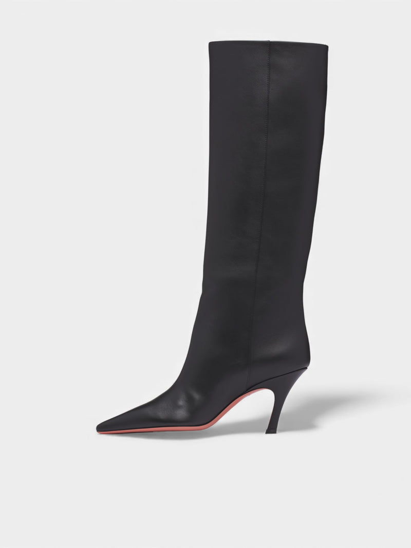 Knee-High Leather Mona Boots (MONA-BOOT-80-BLACK-CALF)