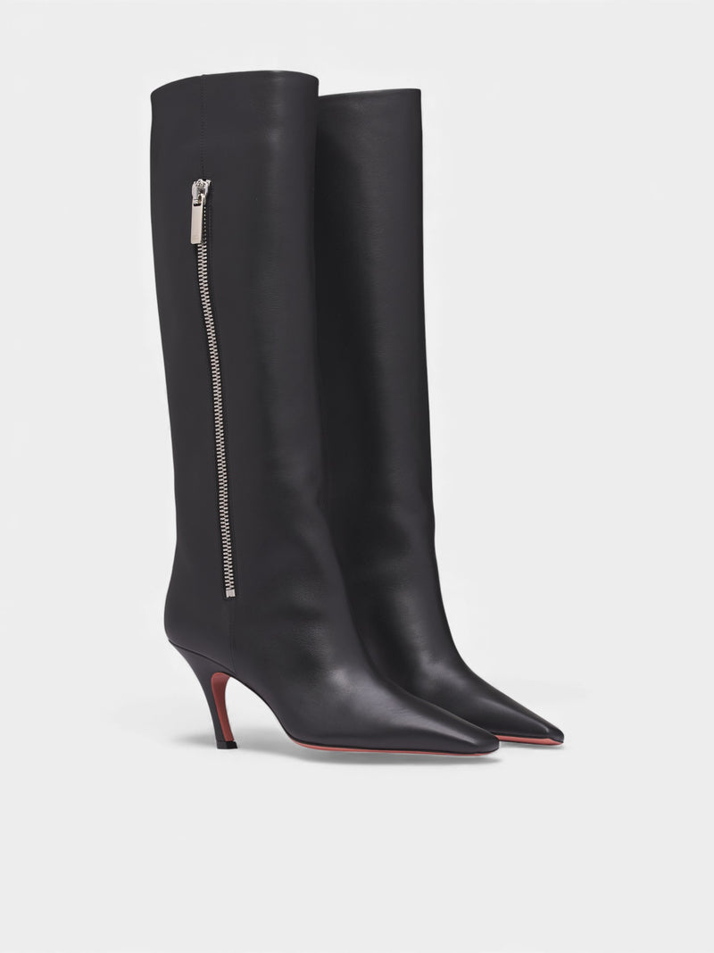 Knee-High Leather Mona Boots (MONA-BOOT-80-BLACK-CALF)