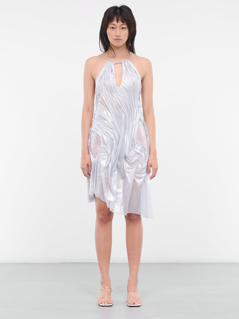 Wet Midi Dress (MOON-WETLOOK-METALLIC-SILVER)
