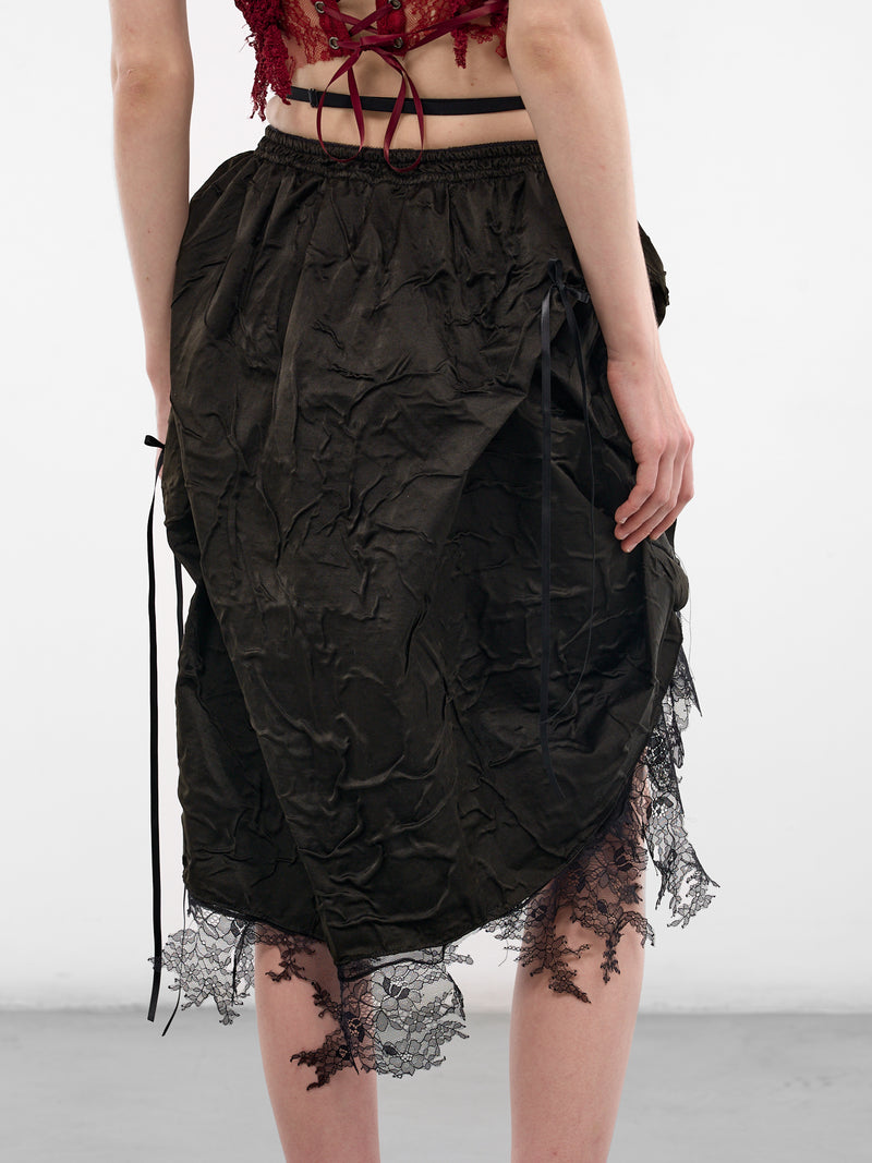 Moonsick Draped Pearl Silk Skirt (MOONSICK-DRAPED-SKIRT-BLACK)