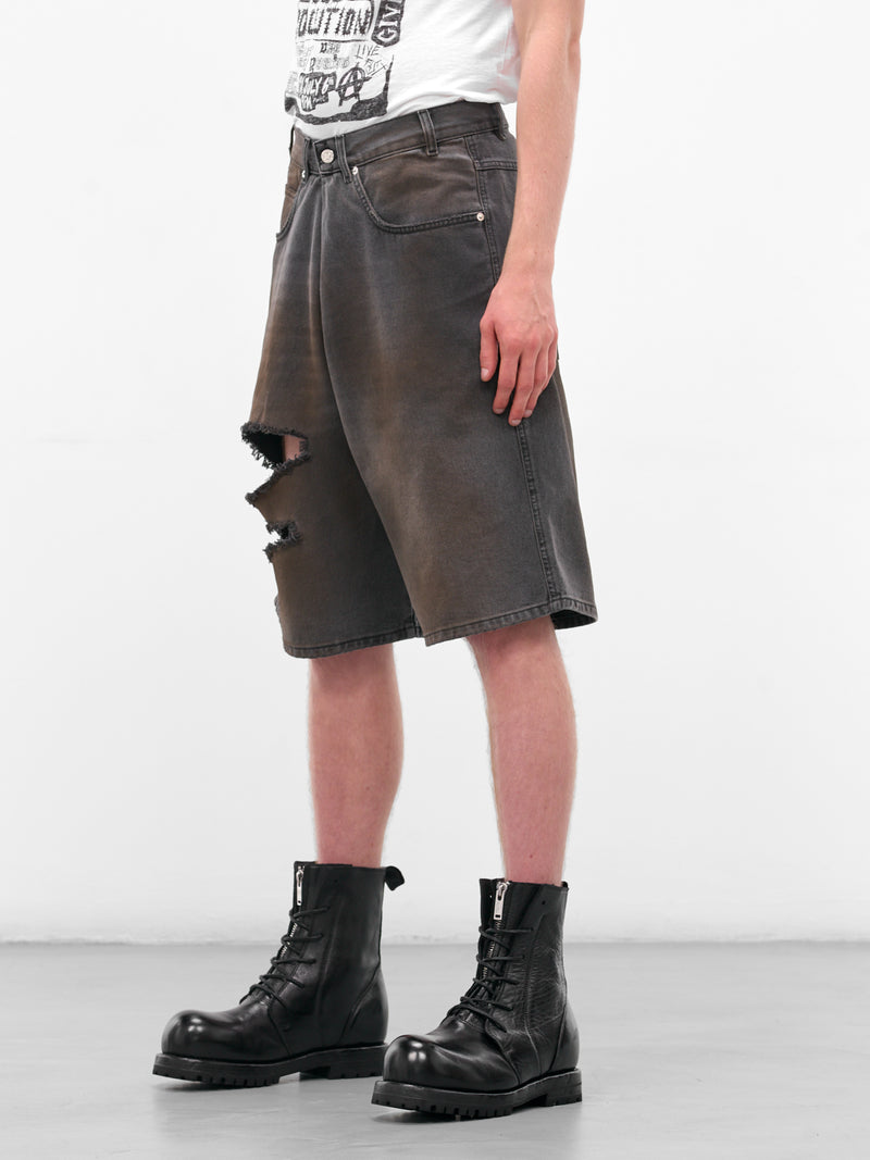Dirtied Denim Kriss Kross Shorts (MP003D-WDD-DIRTY-OUTCAST-GREY)