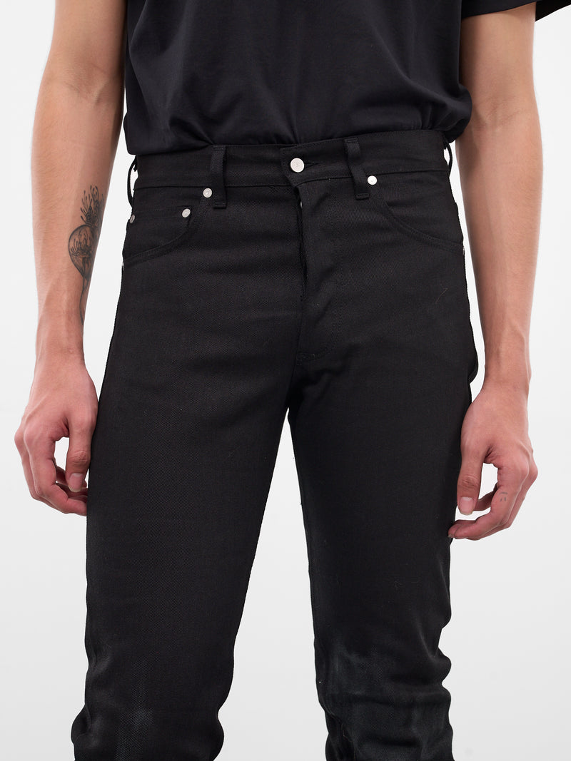 Black Stacked Leg Denim Jeans (MP004-BLACK)