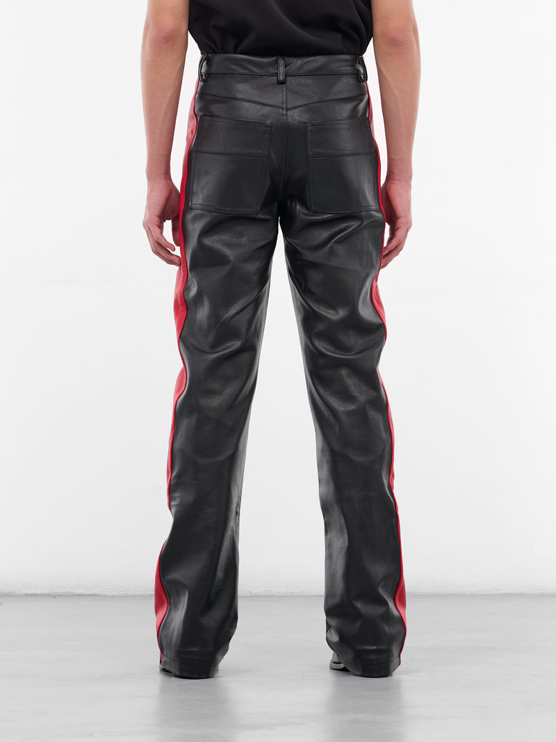 Black Leather Striped Trousers (MP005-BLACK)