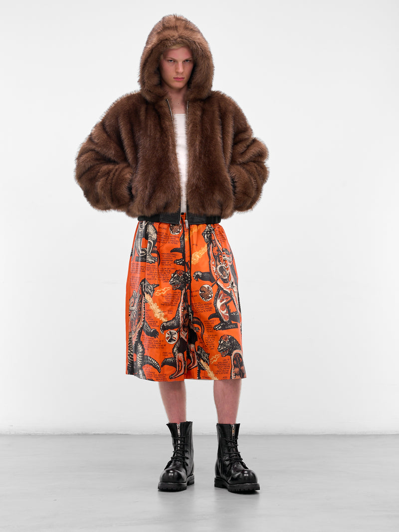 Monster Graphic Lamb BBall Shorts (MP064LE-LNP-MONSTER-KUMQUAT)