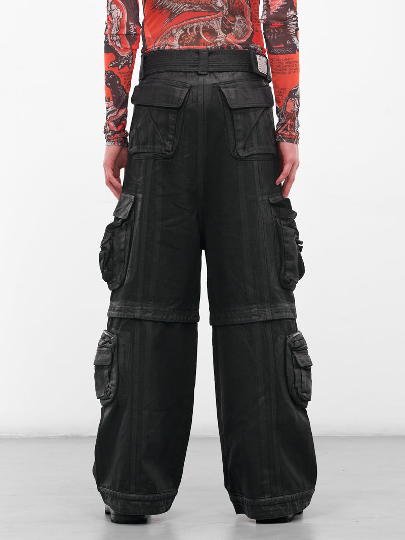 Black Coated Denim Cargo Jeans (MP126D-WCD-COATED-BLACK)