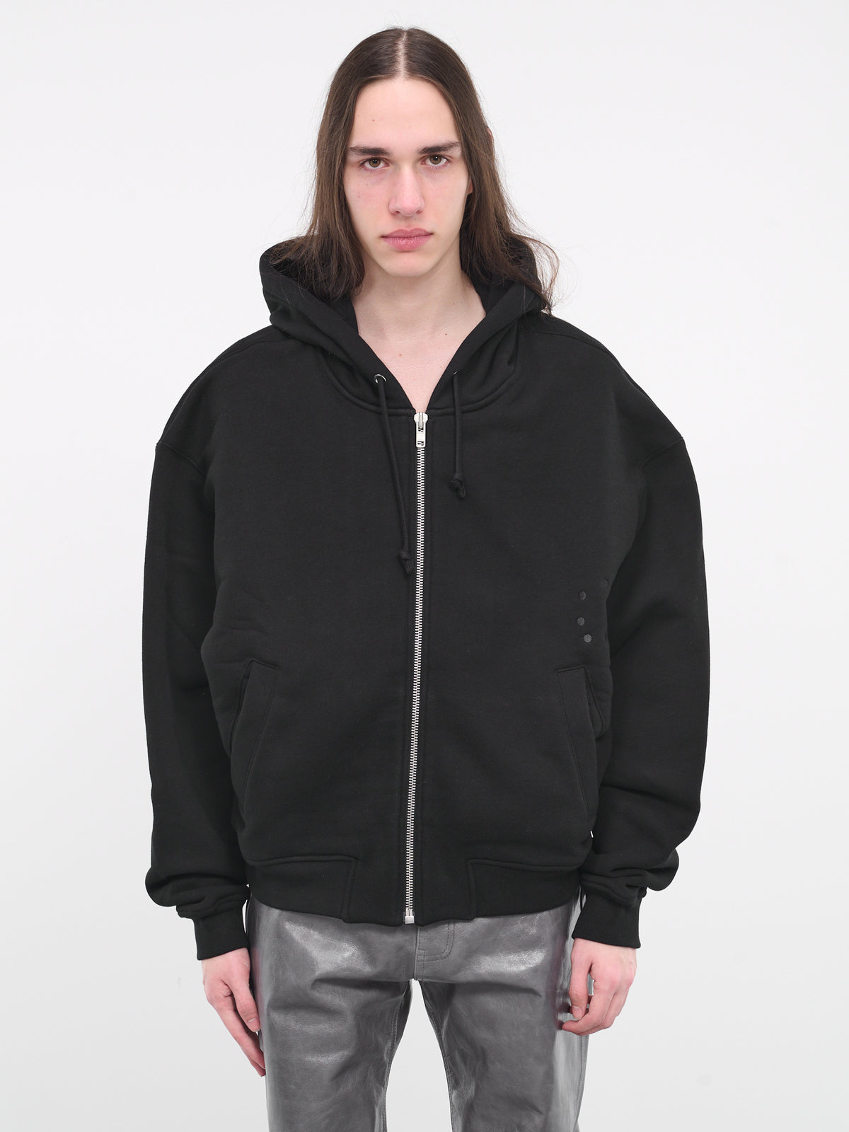 Oversized Zip-Up Hoodie (MP23KTF2-SS1020-FADED-BLACK)