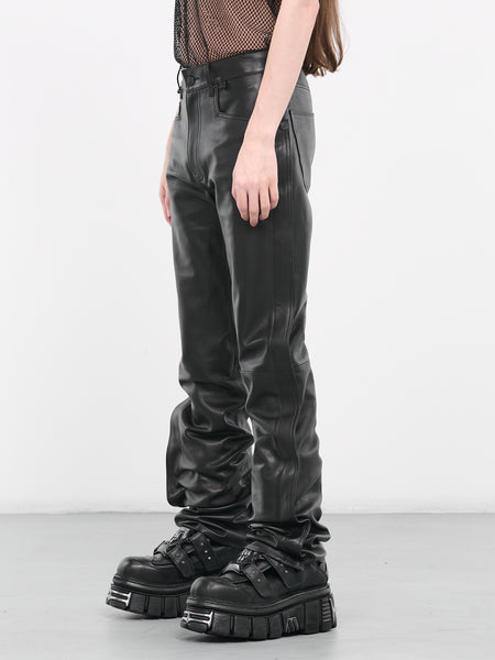Side Flap Leather Trousers (MP23LBBF-PT2025-BLACK)
