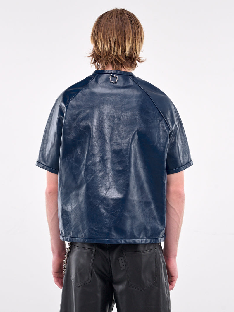 Leather Short Sleeve Shirt (MP24LLBA-ST1052-TRUE-BLUE)