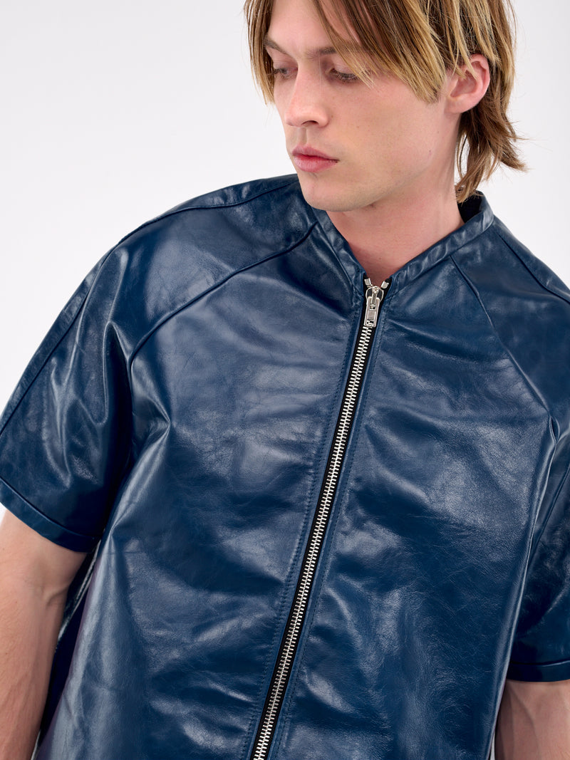 Leather Short Sleeve Shirt (MP24LLBA-ST1052-TRUE-BLUE)