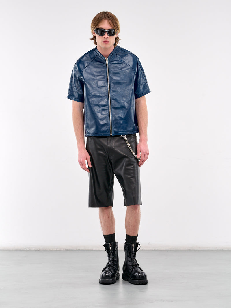 Leather Short Sleeve Shirt (MP24LLBA-ST1052-TRUE-BLUE)