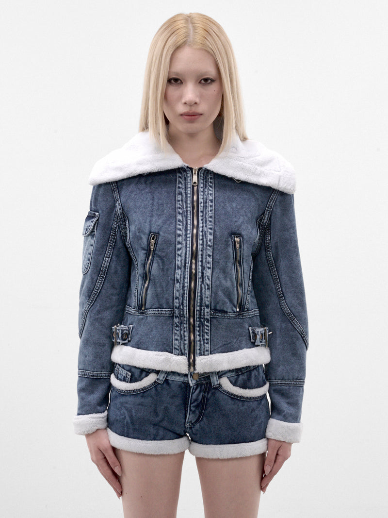 Indigo Denim Aviator Jacket (MPAW26-103-INDIGO-DIRTY-PINK)